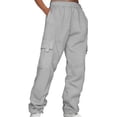 thumbnail image 1 of Pantalones deportivos Prolriy para mujer, lisos, con cordón ajustable, cintura elástica y bolsillos, pantalones de chándal para mujer, gris, XL, 1 of 6