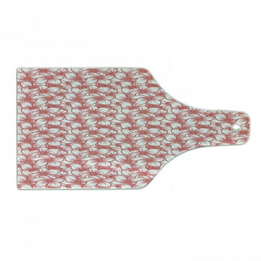 Floral Cutting Board, Monochromatic Style with Abstract Flowers and Berries, Decorative Tempered Glass Cutting and Serving Board, in 3 Sizes, by Ambesonne