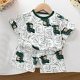 thumbnail image 2 of Uxgjfwu Toddler Boy Summer Outfits Cute Printed Short Sleeve Top and Shorts Set Summer Clothes, Sizes 3M-6T,Green, 2 of 3