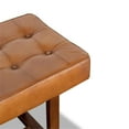 thumbnail image 4 of Pemberly Row Mid-Century Button-Tufted Genuine Leather Upholstered Bench in Tan, 4 of 6