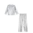 thumbnail image 4 of TTAO Kids Girls Sequin Long Sleeve Blazer Jacket Lapel Suit Hip Hop Modern Street Jazz Disco Party Coat and Pants Silver 6, 4 of 5