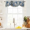thumbnail image 3 of Tie Up Valance Curtain for Kitchen, Country Blue White Blossom Floral Rod Pocket Short Curtains Adjustable Tie-Up Shade Valances, Modern Oil Painting Window Treatment for Bathroom Living Room Bedroom, 3 of 9