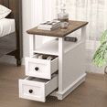 thumbnail image 6 of REDAYFUR Narrow End Table with Flip Top Charging Station and 2 Drawers, Type-C & USB port & Power outlets, Wooden Storage Cabinet, Side Table with Storage for Living Room and Bedroom | White, 6 of 8