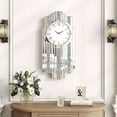 thumbnail image 6 of SHYFOY Luxury Art Deco Mirrored Wall Clock with Crushed Diamond Inlay Silver Glass Accent for Living Room, 6 of 8