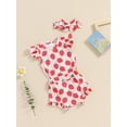 thumbnail image 6 of Aojekbee Baby Girls Summer Shorts Sets Flying Sleeve Strawberry/Floral Print Romper Shorts Headband Sets, 6 of 10