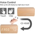 thumbnail image 4 of Reloj despertador digital CHAO Led de madera Artificial con activación de sonido temperatura humedad calendario brillo batería enchufe Usb, 4 of 5