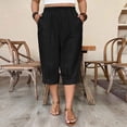 thumbnail image 2 of Plus Size Capris Womens Summer Harem Crop Pants Drawstring Lantern Beach Vacation Pant with Pockets, 2 of 9