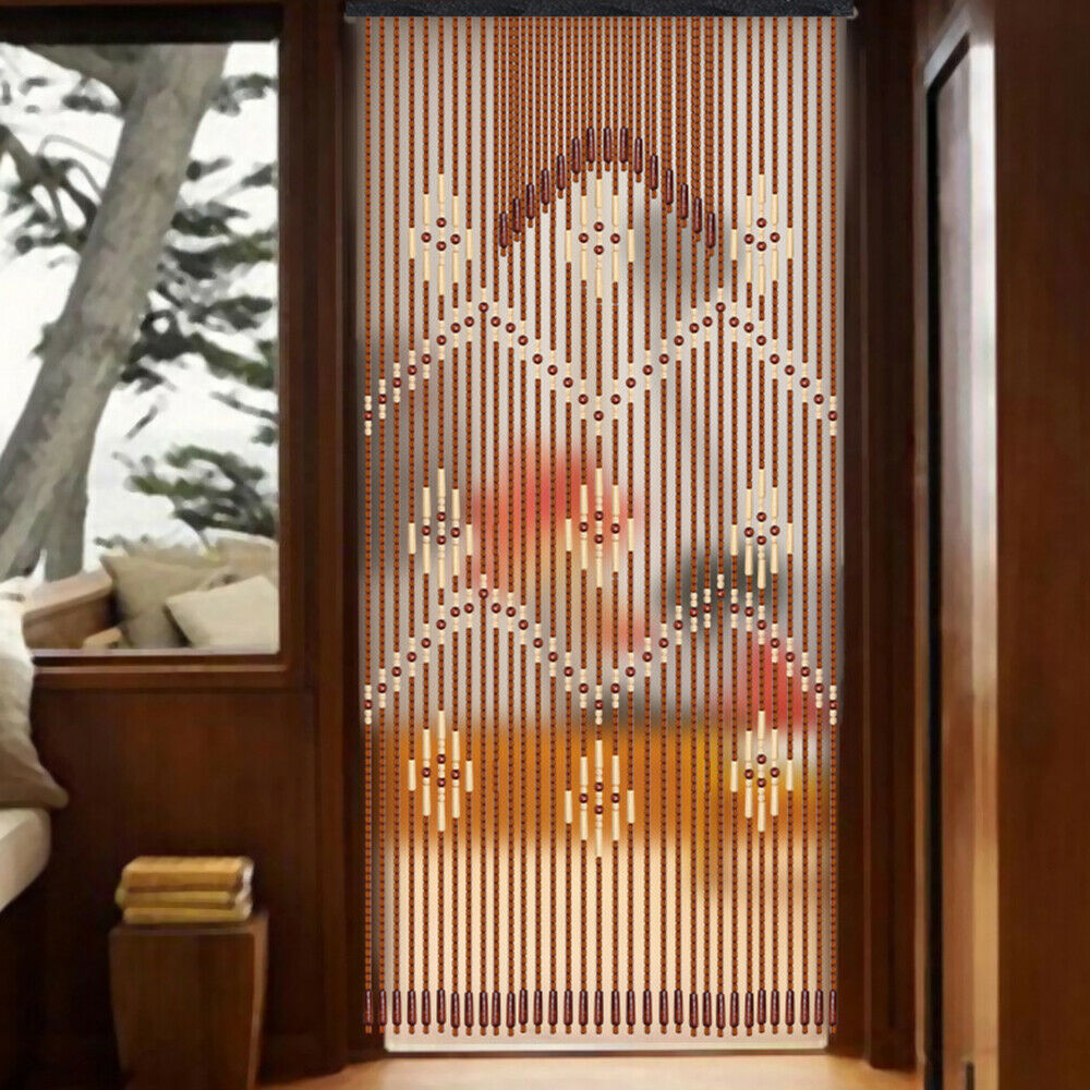 Miumaeov Wooden Beads Bohemian Curtain Doorway String Curtain Blinds Tassel Room Divider