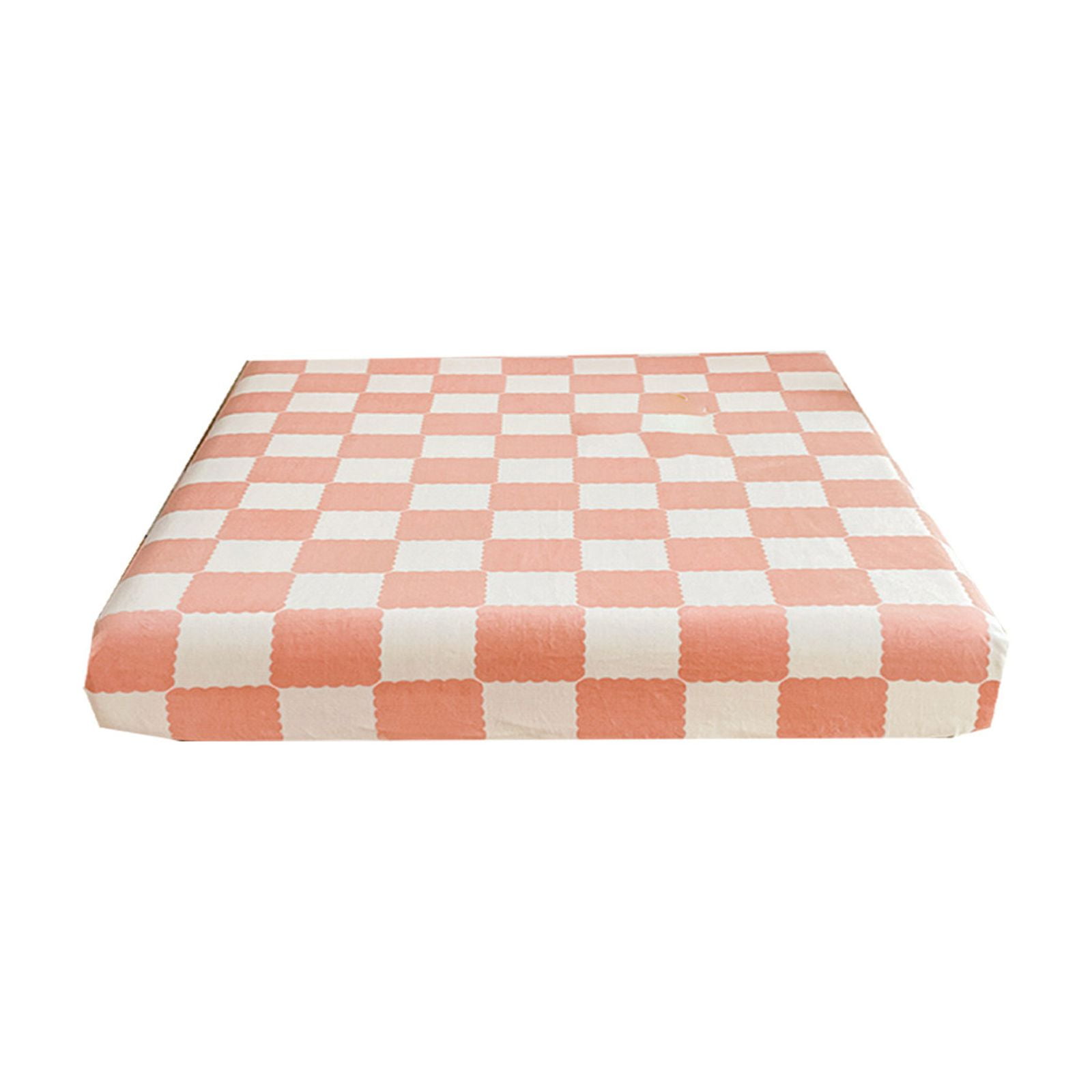 Quilted Fitted Sheet Winter Warm, Checkerboard Pattern Mattress Protector – Breathable Non-Slip Pocket Design, Soft Polyester Bed Cover for Care Bed, Home or Guest Room