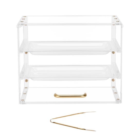 KFFKFF 3-Tier Countertop Pastry Display Case, Clear Acrylic Bakery Cabinet with Flip-Up Door for Bread, Cookies, Desserts, and Donuts, 13" x 10.2" x 10.2"