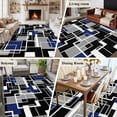 thumbnail image 5 of Navy Blue Black Geometric Area Rugs 5'x8', Washable Small Throw Rugs for Classroom Bedroom, Modern Color Block Abstract Indoor Outdoor Rug Non-Slip Low Pile Carpet Runner Reversible Floor Mats, 5 of 8