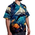thumbnail image 2 of Starry Shark Men's Hawaiian Short Sleeve Printed Button Down Poplin Casual Summer Beach Shirt, Unisex, 2 of 6