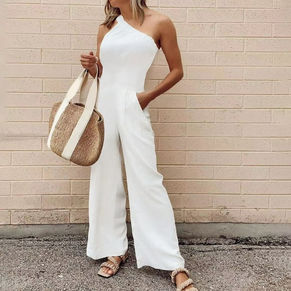 Taylonsss Clearance Women Summer European And American Sling Solid Casual Jumpsuit