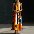 thumbnail image 4 of Puliio Tank Dresses for Women Summer Sleeveless V Neck Oversized Color Block Casual Beach Dress with Pockets, 4 of 8