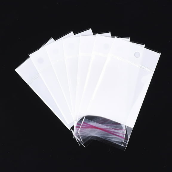 1000pc Pearl Film Cellophane Bags OPP Material Self-Adhesive Sealing with Hang Hole Rectangle White 10~10.2x5cm Unilateral Thickness: 0.045mm Inner Measure: 5.7x5cm