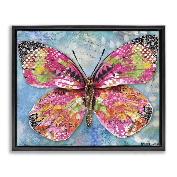 Stupell Industries Eclectic Wonderland Butterfly Pattern Black Floating Frame Canvas Art, 21 x 17, by Jennifer Lambein