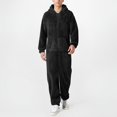 thumbnail image 2 of Men Artificial Wool Long Sleeve Pajamas Casual Solid Color Zipper Loose Hooded Jumpsuit Pajamas Casual Winter Warm Rompe 1 Piece Suit On Sleepwear, 2 of 6