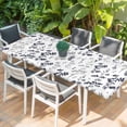 thumbnail image 2 of Grey Black Botanical Table Cloths for 8 Foot Rectangle Tables, Watercolor Spring Floral Summer Leaf Patio Waterproof Elastic Fitted Tablecloths, Washable Rectangular Table Cover for Camping, 2 of 8