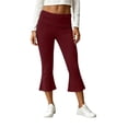 thumbnail image 2 of MLCDZ Women's Flare Capri Leggings with Pockets Tummy Control Elastic High Waisted Bootcut Yoga Pants Workout Sports Lounge Capris, 2 of 9