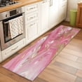 thumbnail image 2 of 2'x6' Rug Runners for Hallways Kitchen, Pink Marble Non Slip Entryway Beside Floor Carpet Runner, Modern Ink Painting Abstract Golden Washable Laundry Room Bedroom Throw Rugs Mat for Family Pet, 2 of 8