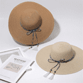 thumbnail image 5 of DOPI Stylish Hats Women Solid Color Big Straw Hat Sun Floppy Wide Hats Beach Cap, 5 of 6