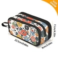 thumbnail image 4 of FORMRS Pencil Case with 3 Compartments Zipper Pouch, Elementary School Level and up, Black Flowers Pattern, 4 of 8