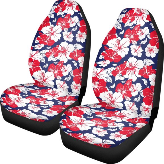 POLERO Hibiscus Flowers Front Seat Cover for SUV, Two Front Only Decorative Automotive Front Seat Covers Removable Breathable Vehicle Seat Covers