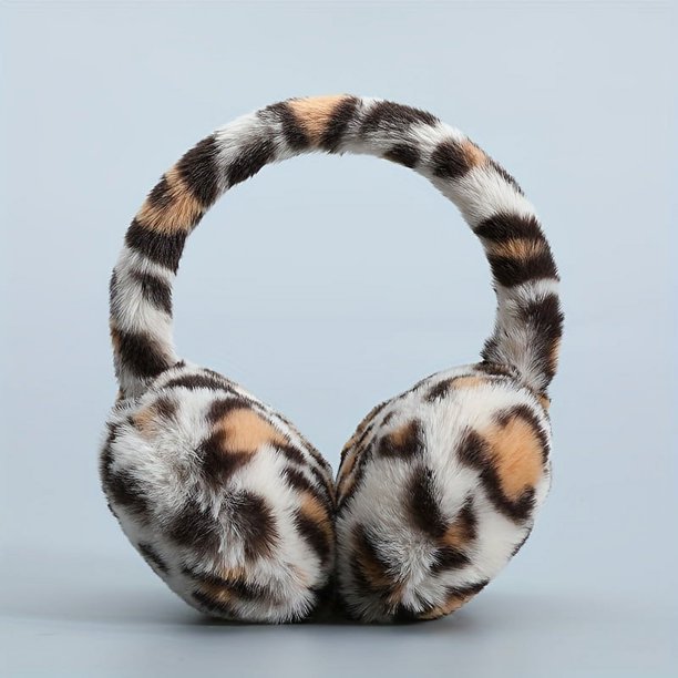 Orejeras plegables para hombre, orejeras cálidas de invierno a prueba de viento para evitar la congelación, felpa de leopardo extraíble, 1 ud.