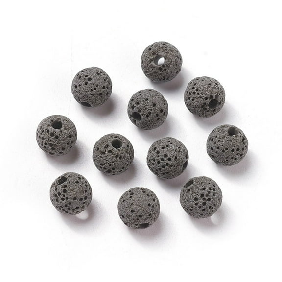 Unwaxed Natural Lava Rock Beads for Perfume Essential Oil Beads Aromatherapy Beads Dyed Round Gray 8.5mm Hole: 1.5~2mm