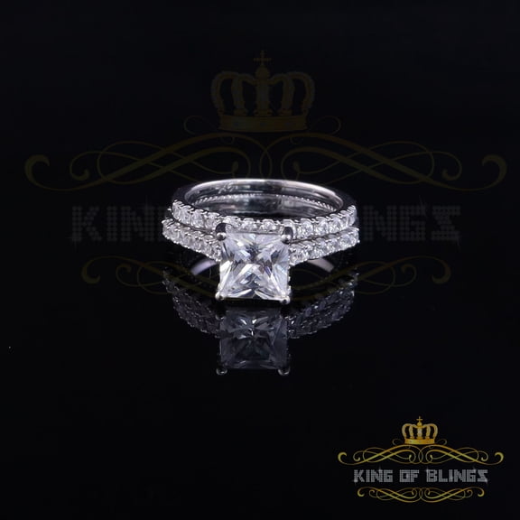 King of Bling's 4.71ct White Cubic Zirconia 925 Sterling Silver Bridal Fashion Womens Ring SZ 7