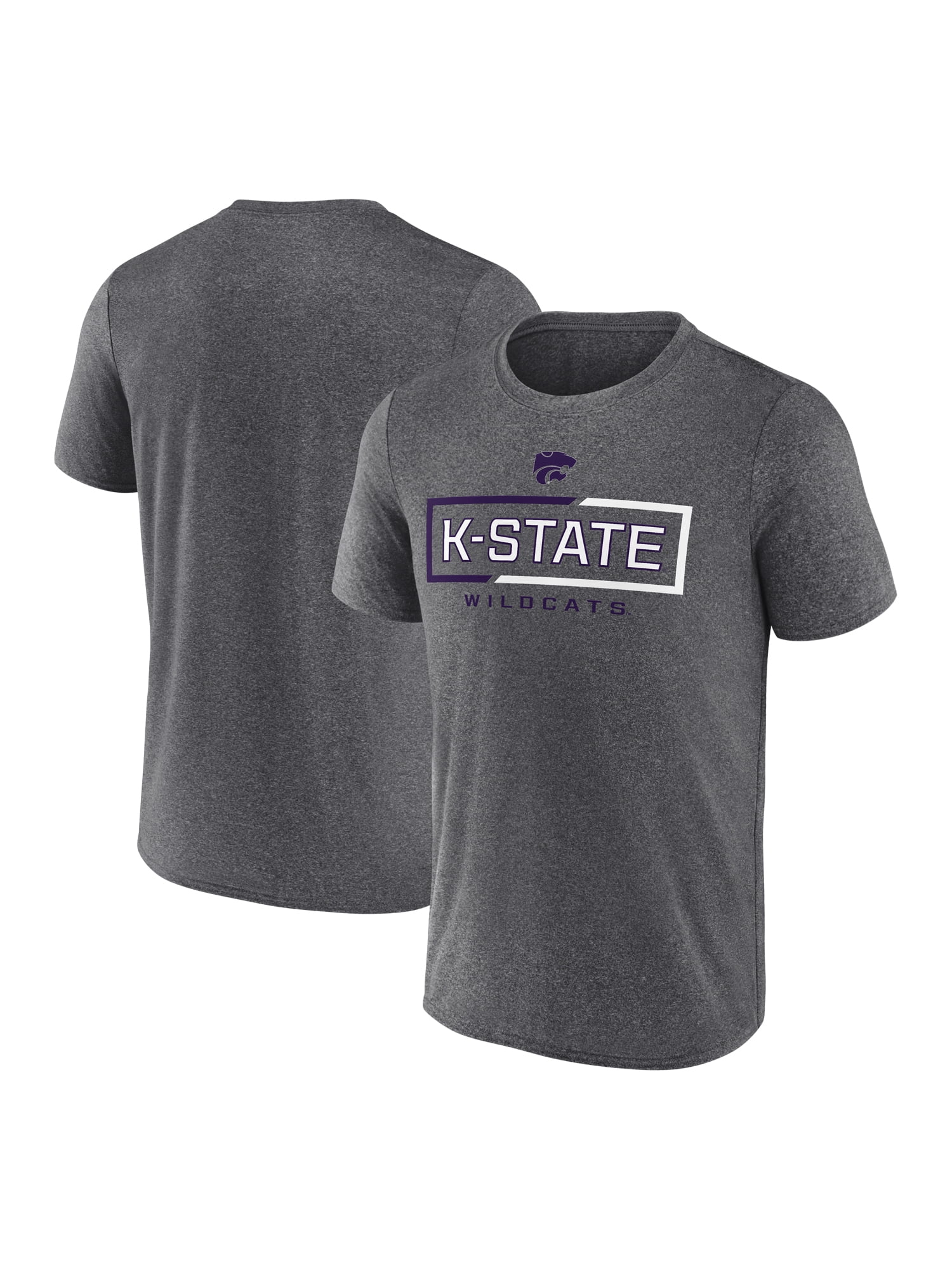 NCAA Kansas State Wildcats Men's Synthetic Charcoal Heather Short Sleeve T-Shirt