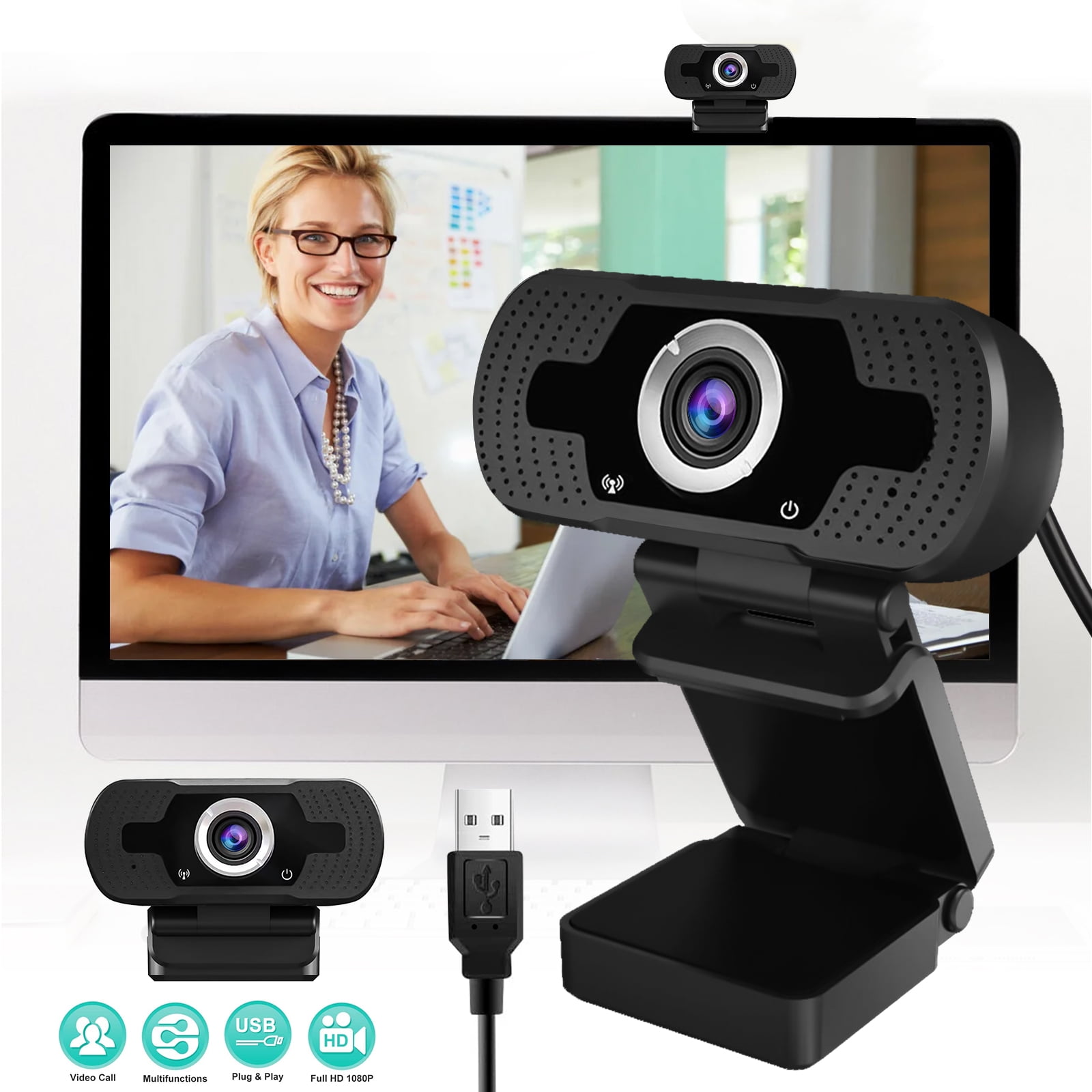 Omvendt Et bestemt Terminal TSV 1080P Webcam with Mic, Streaming Computer Web Camera, Full HD USB  Laptop Webcam for Video Calling/Zoom/Meeting - Walmart.com