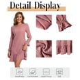 thumbnail image 5 of Cuteduck Women's Fall Casual Long Sleeve Dress Ribbed Round Neck Loose Boho Midi Ruffle Dress S-2XL, 5 of 9