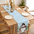 thumbnail image 3 of Blue Christmas Table Runner 70 Inches Long Farmhouse Dress Scarves, Xmas Trees Snowman Snowflake Birds Watercolor Dining Tablerunner for Coffee Table/Kitchen Island/Party Décor, 13" x 70", 3 of 8