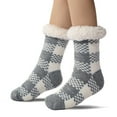 thumbnail image 6 of LYMAYTER Women Slip Grip Socks Fashion Buffalo Plaid Fuzzy Socks Winter Non-Slip Sole Slippers Socks, 6 of 7