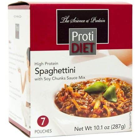 ProtiDiet Dinner - Spaghettini with Soy Chunk Sauce Mix - 7/Box - High Protein 15g - Low Fat - High