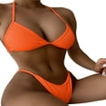 thumbnail image 2 of Women Padded 4PCS Swimsuits Solid Halter Triangle Bikini Set+Crop Top+Wraps Skirts Beachwear Biquini, 2 of 6