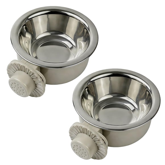 Comedero y bebedero colgante para mascotas, 2 piezas, acero inoxidable MRSXXNTY