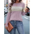thumbnail image 4 of Blusas de Larga con Bloques de Color para Mujer, Conjuntos de Otoño, Suéteres de Invierno y Moda de Principios de Otoño. Rosa S, 4 of 8