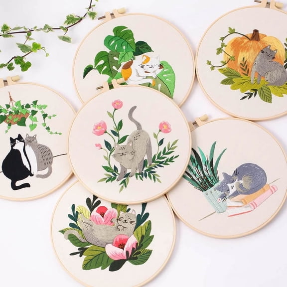 Dalrosia Cat Embroidery Kits for Beginners, Embroidery Kits for Adults, Easy Embroidery Kit