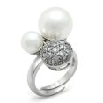 thumbnail image 1 of Rhodium Brass Ring with Synthetic Pearl, White - Size 6, 1 of 1