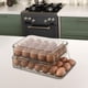thumbnail image 3 of Organizador de almacenamiento de huevos rodantes, contenedor apilable de gran capacidad para refrigerador. Marrón, 3 of 9