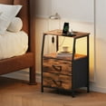 thumbnail image 2 of Eunos Small Nightstand with Charging Station for Bedroom, 2 Drawer Dresser with Storage Shelfs, Wood Grain Print, 2 of 8