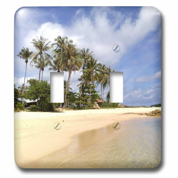 3dRose, Tropical Island Beach n Palms, double toggle switch