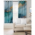 thumbnail image 3 of Blackout Curtains for Bedroom, Marble Teal Room Darkening Window Drapes for Living Room, Modern Ink Painting Abstract Golden Art Thermal Insulated Grommet Curtains, 52x90 inch, 2 Panels, 3 of 9