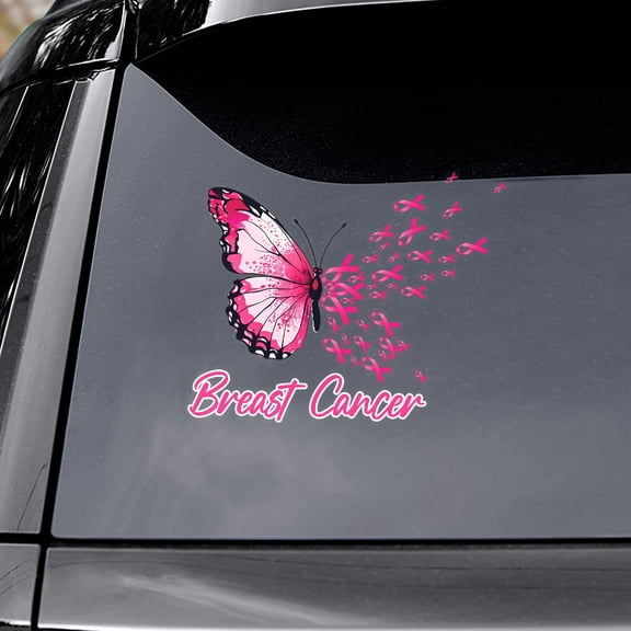 Lotusprinthandmade Breast Cancer Awareness Courage & Strength Pink Ribbon Transparent Vinyl Decal 4 Sizes