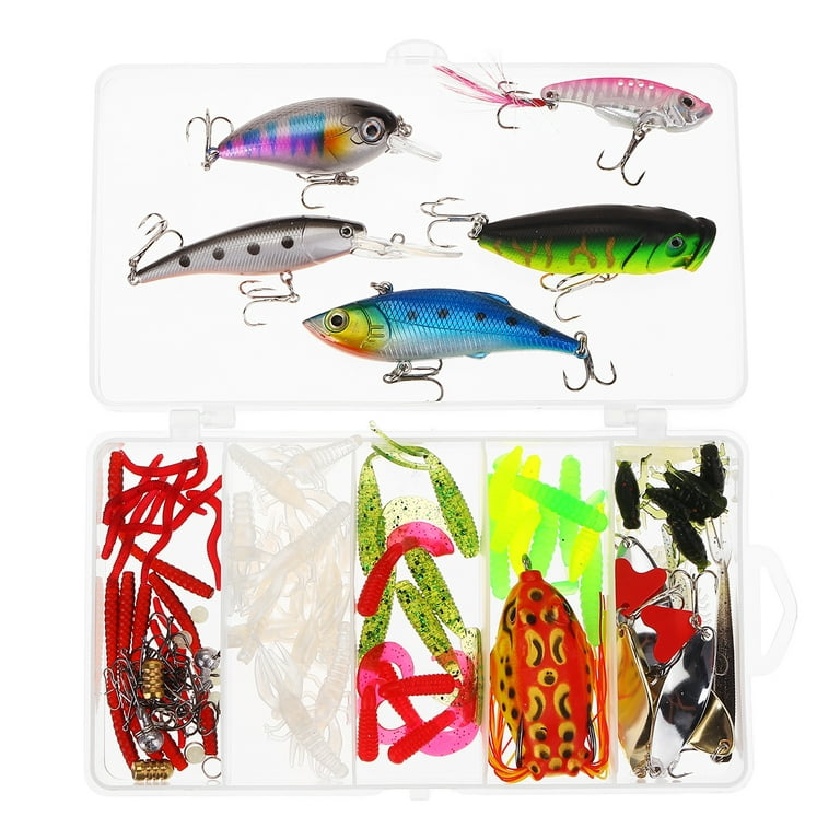 GOANDO Fishing Lures Kit for Freshwater Bait Tackle Kit for Bass Trout  Salmon Fishing Accessories Tackle Box Including Spoon Lures Soft Plastic  Worms Crankbait Jigs Fishing Hooks, Soft Plastic Lures 
