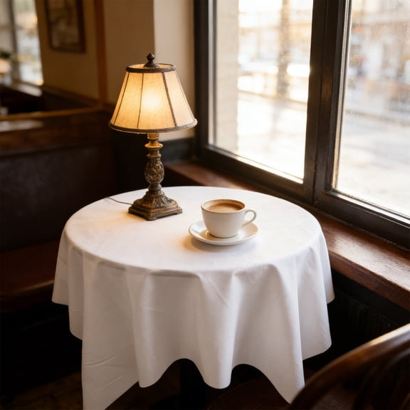 Solid Color Round Tablecloth, Elegant Dining Table Cover, Waterproof Decorative Table Cloth for Holiday Birthday Party Home Dining Room Decor, 90cm, 1pc, By UKHCCC