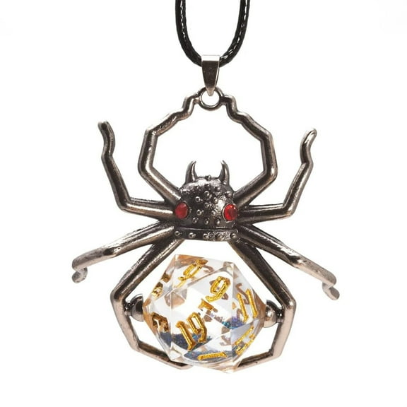 Black Widow Snowglobe D20 Necklace