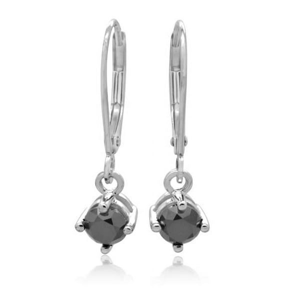 14K White Gold with a 0.63 CTTW Black Diamond Fashion Earring